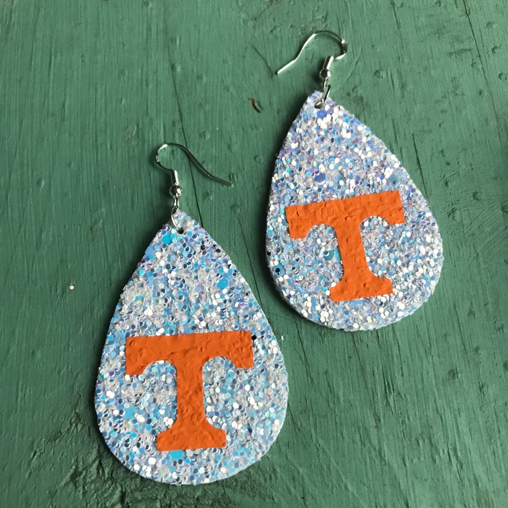 Tennessee vols faux leather glitter earrings UT